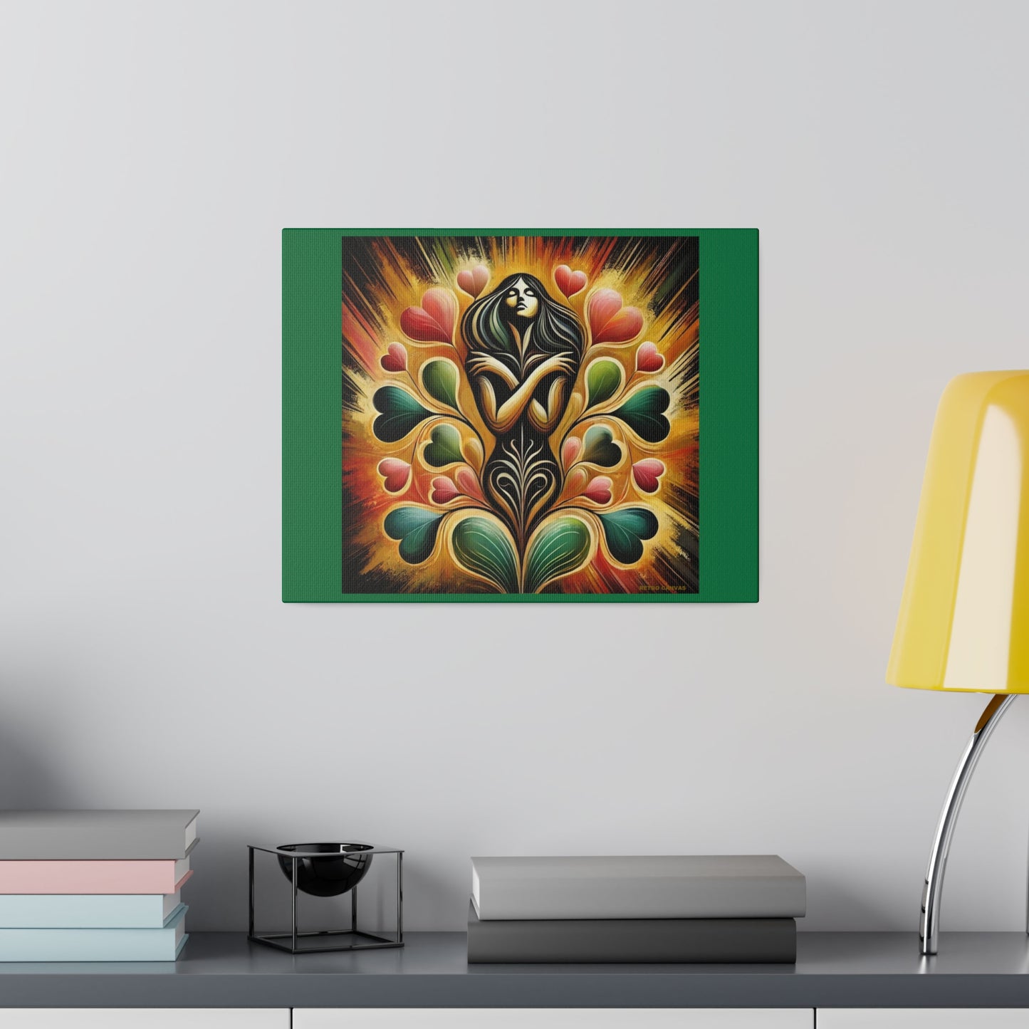 L'amour intérieur - Toile tendue mate vert clair
