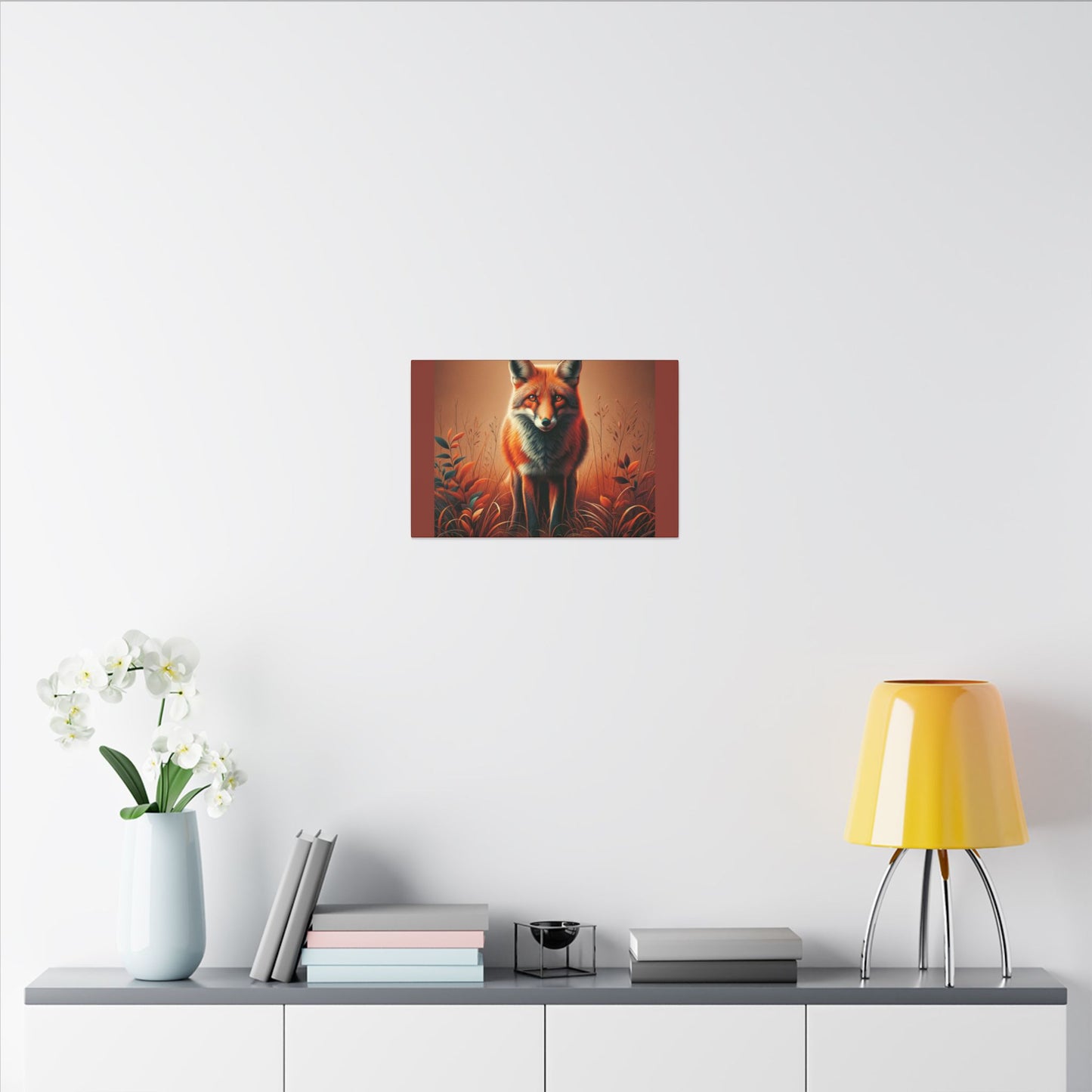 Fox Vibrant Animal Wall Art - Burnt Umber Canvas