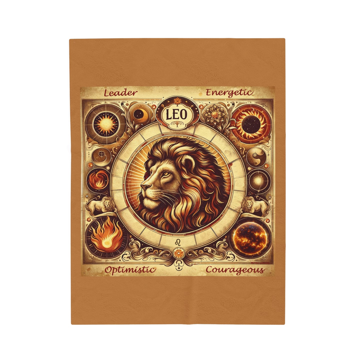 Couverture en peluche en velours marron clair Vintage Leo