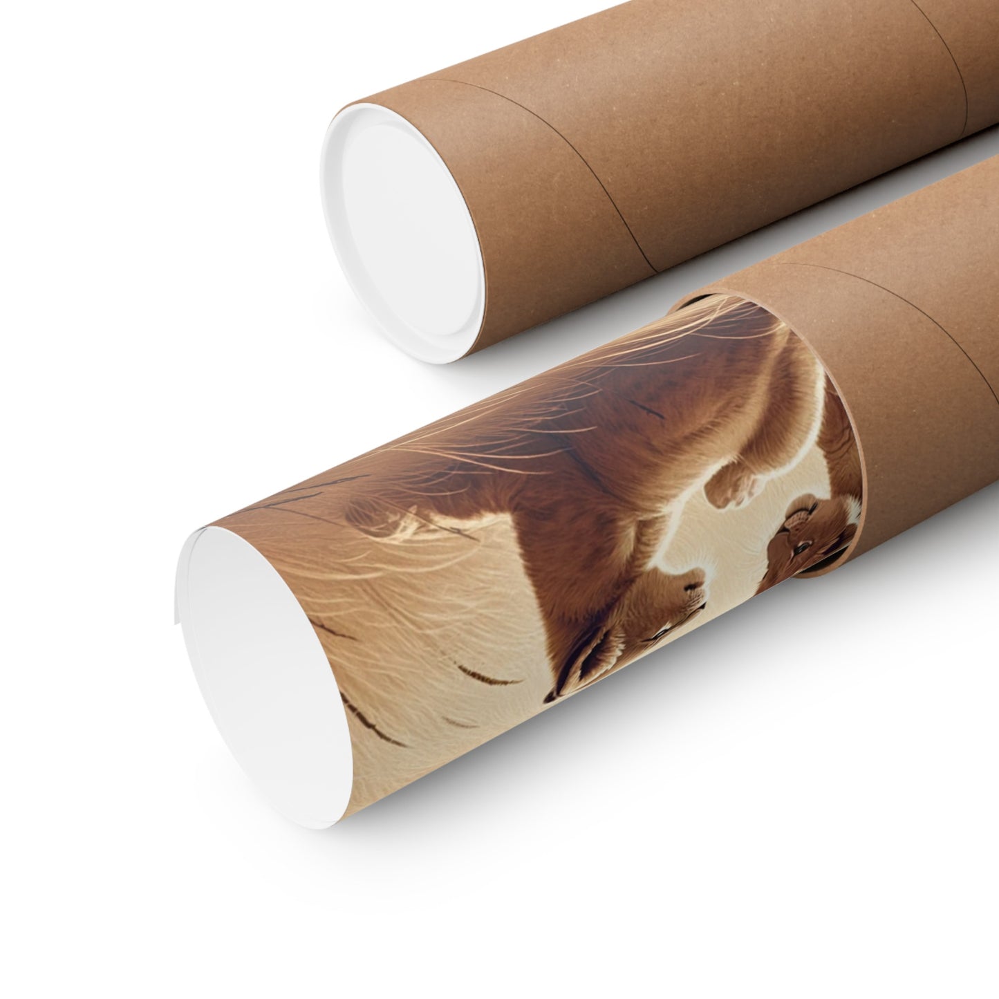 Décoration murale représentant un lionceau espiègle pour chambre d'enfant - Affiche mate beige