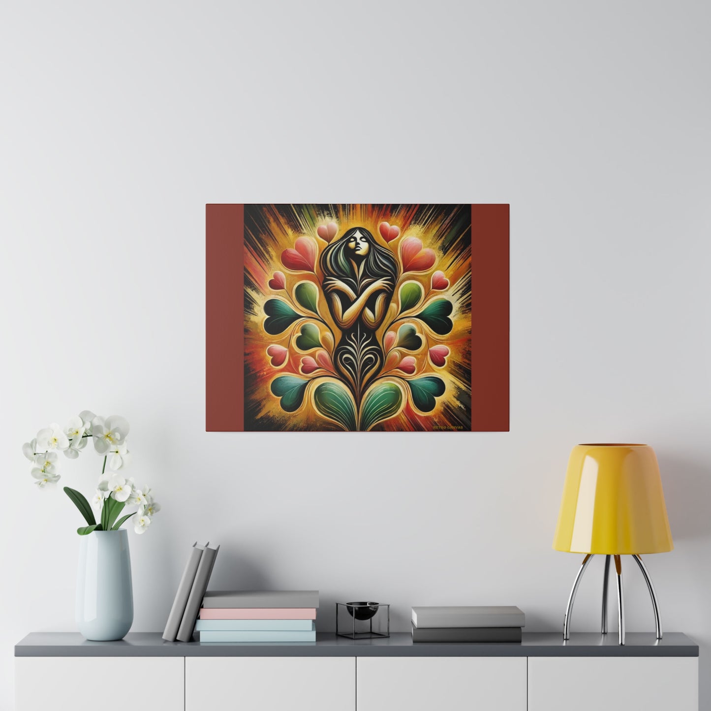 L'amour intérieur - Toile tendue mate couleur terre d'ombre brûlée