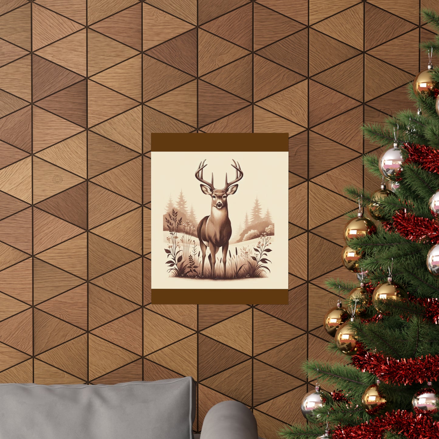 Cerf majestueux | Affiche verticale mate marron