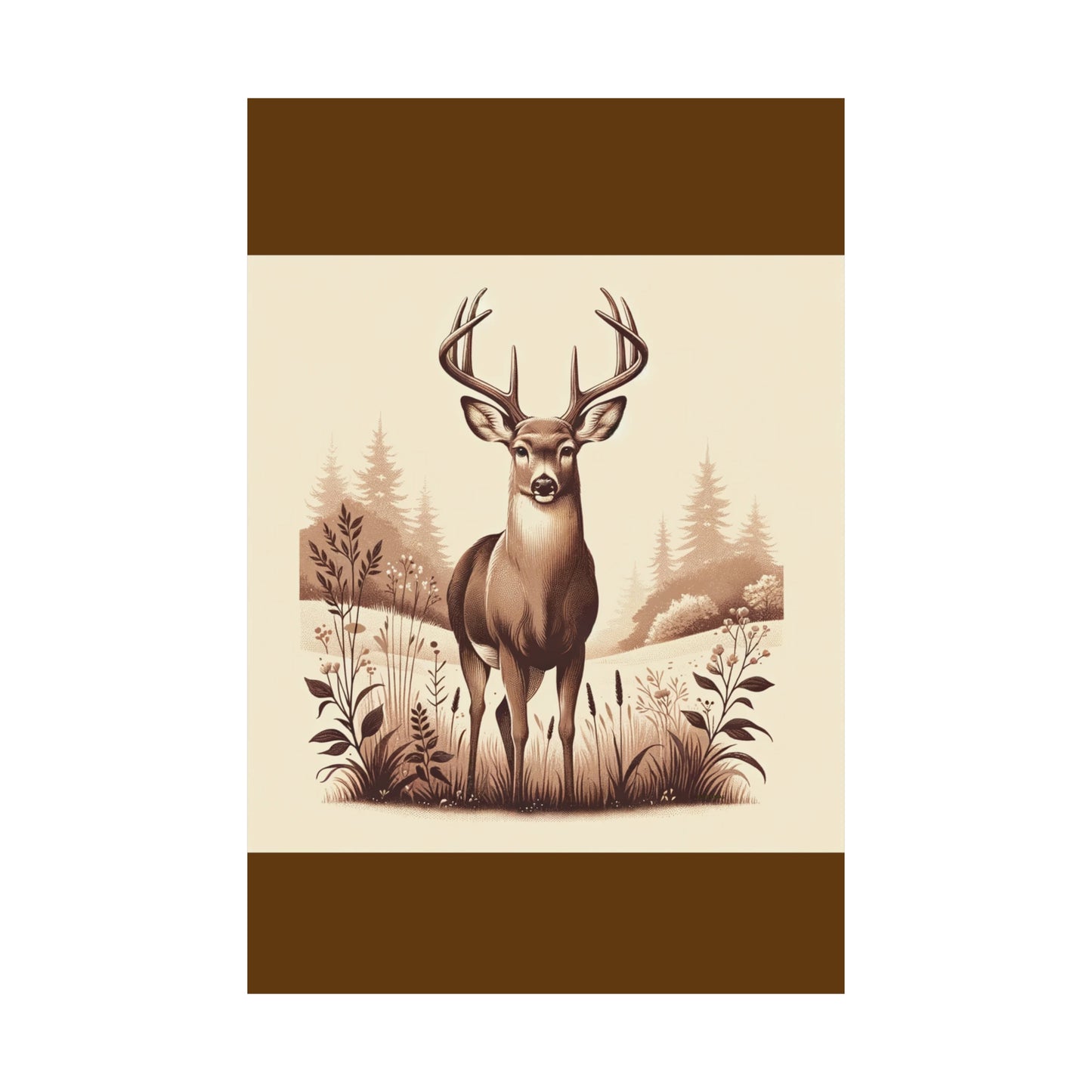Cerf majestueux | Affiche verticale mate marron