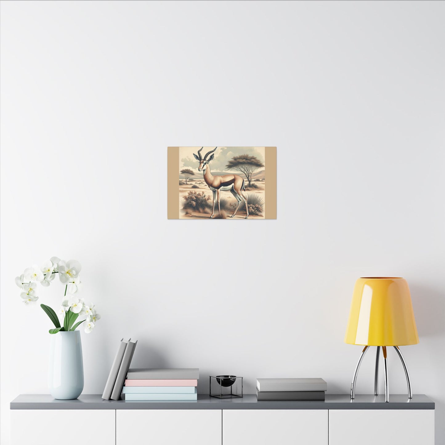 Gazelle Animal Wall Art - Tan Canvas