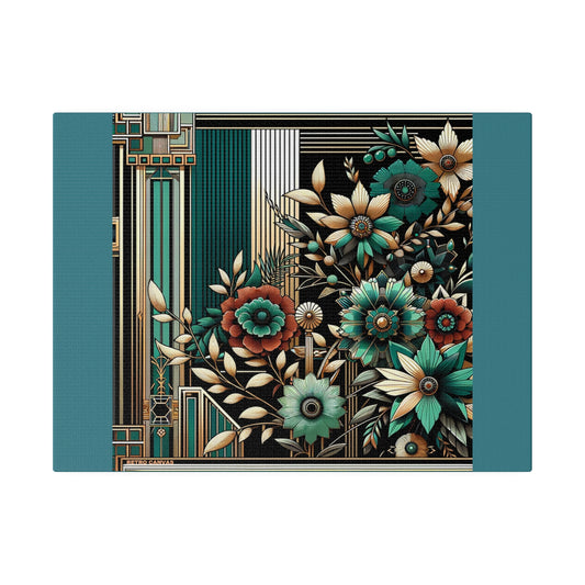 Bouquet de fleurs Art déco sur toile tendue noire