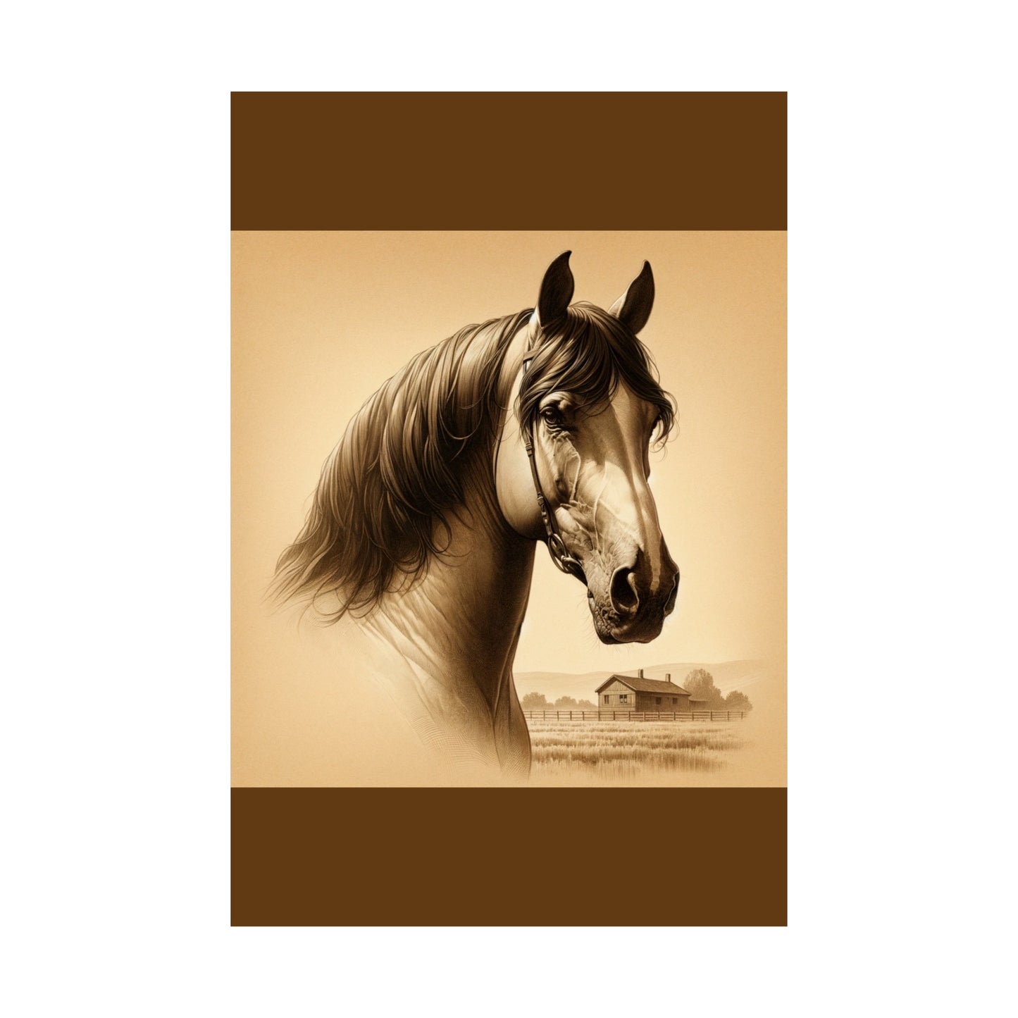 Affiche murale avec motif cheval - Marron mat