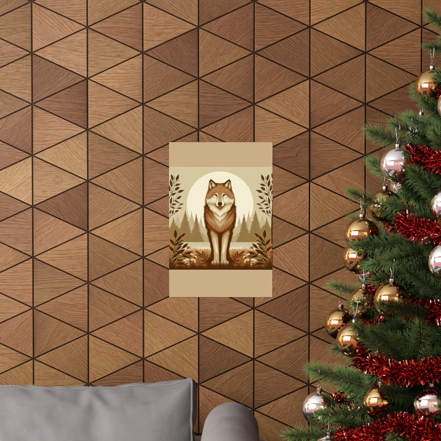 Wolf Portrait |Tan Matte Vertical Poster