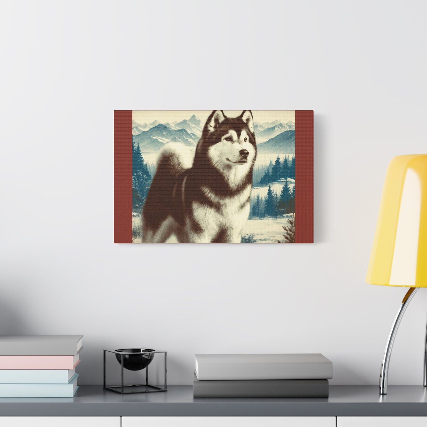 Alaskan Husky Animal Wall Art - Burnt Umber Canvas