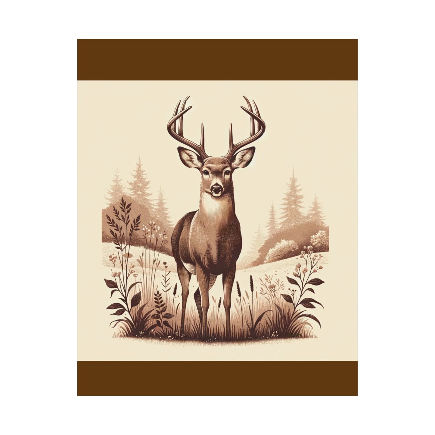 Cerf majestueux | Affiche verticale mate marron