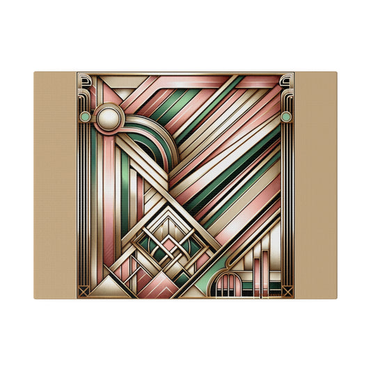 Décoration murale Art déco abstraite Palm Beach pour salon, maison, saumon doré | Toile mate beige