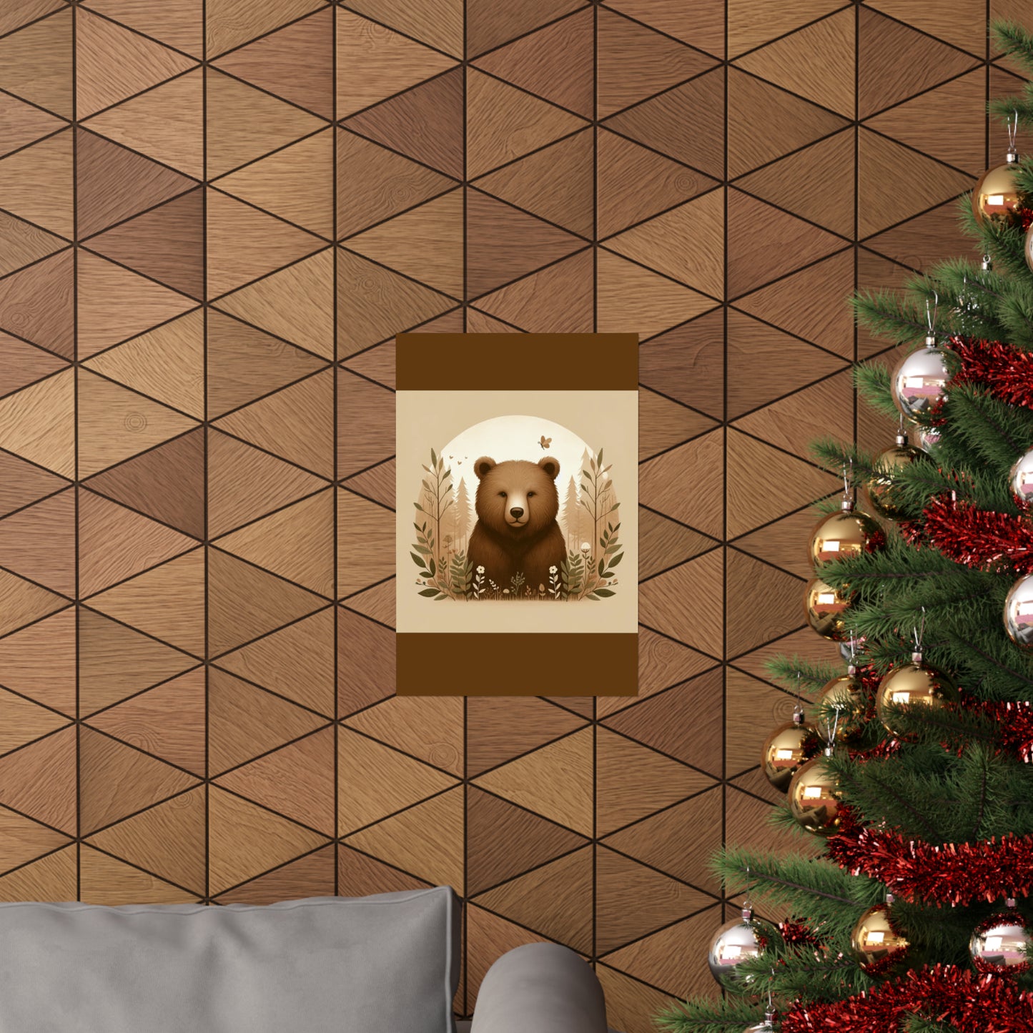 Affiche d'ours brun, idée cadeau pour chambre d'enfant | Affiche mate marron