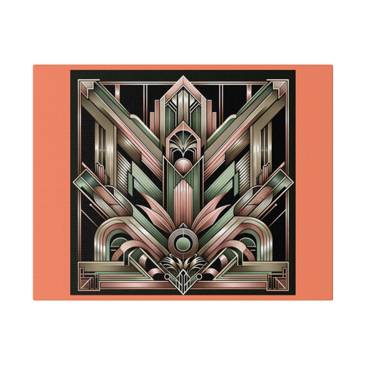 Décoration murale Art déco rétro Miami pour bureau, maison, chambre à coucher | Toile mate saumon