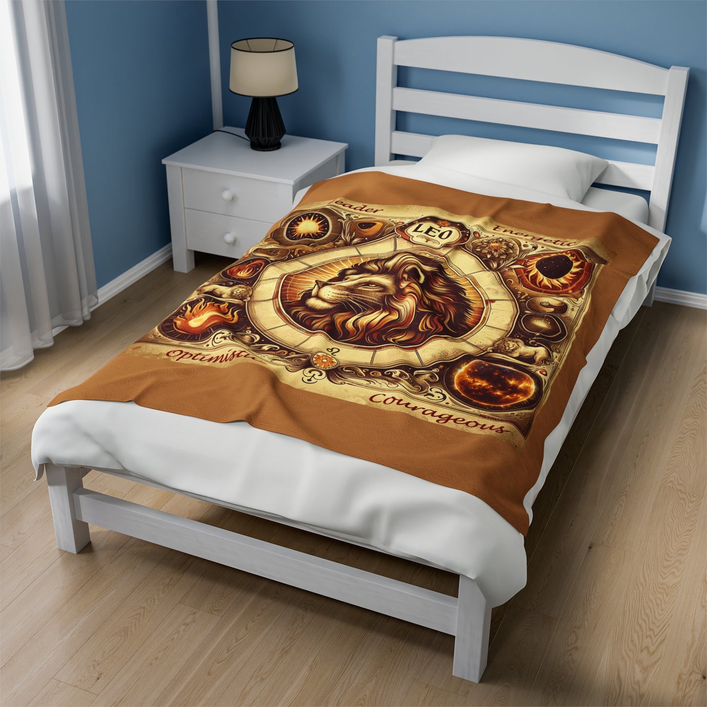 Couverture en peluche en velours marron clair Vintage Leo