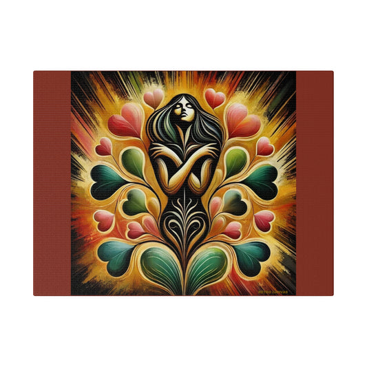 L'amour intérieur - Toile tendue mate couleur terre d'ombre brûlée