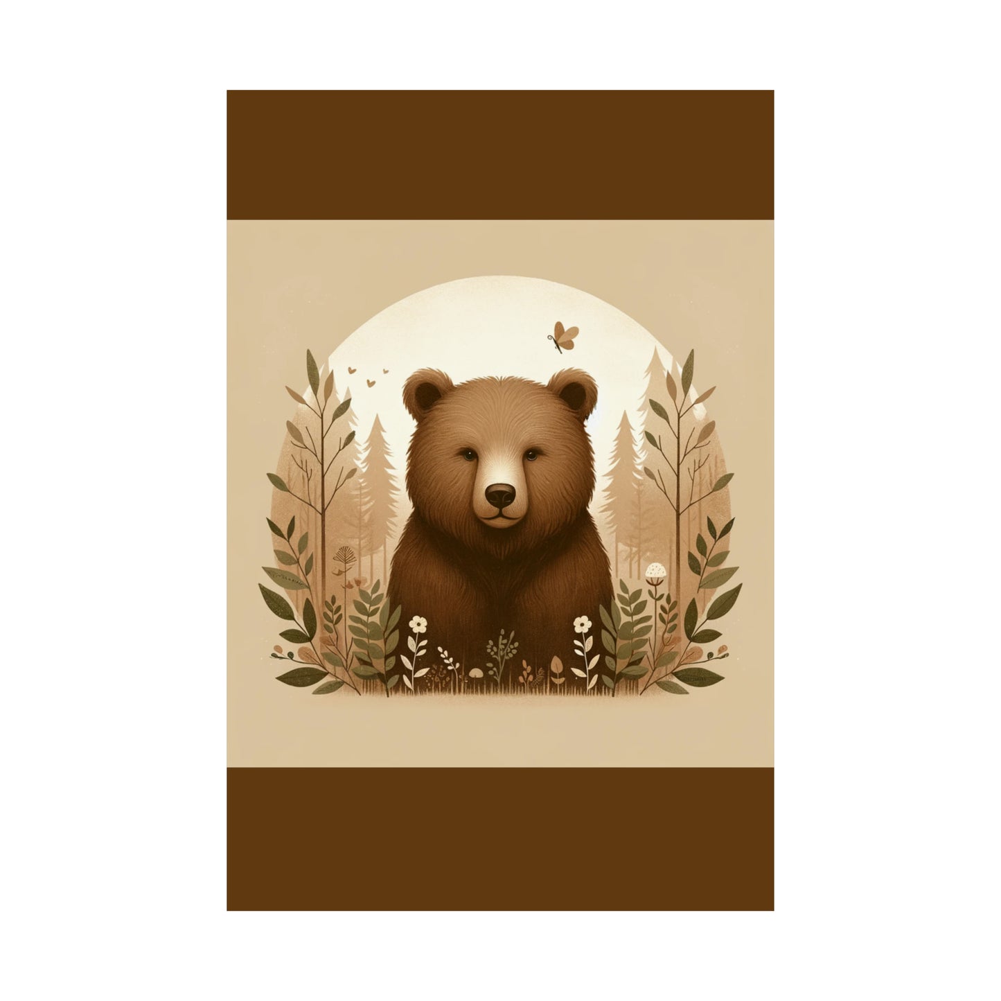 Affiche d'ours brun, idée cadeau pour chambre d'enfant | Affiche mate marron