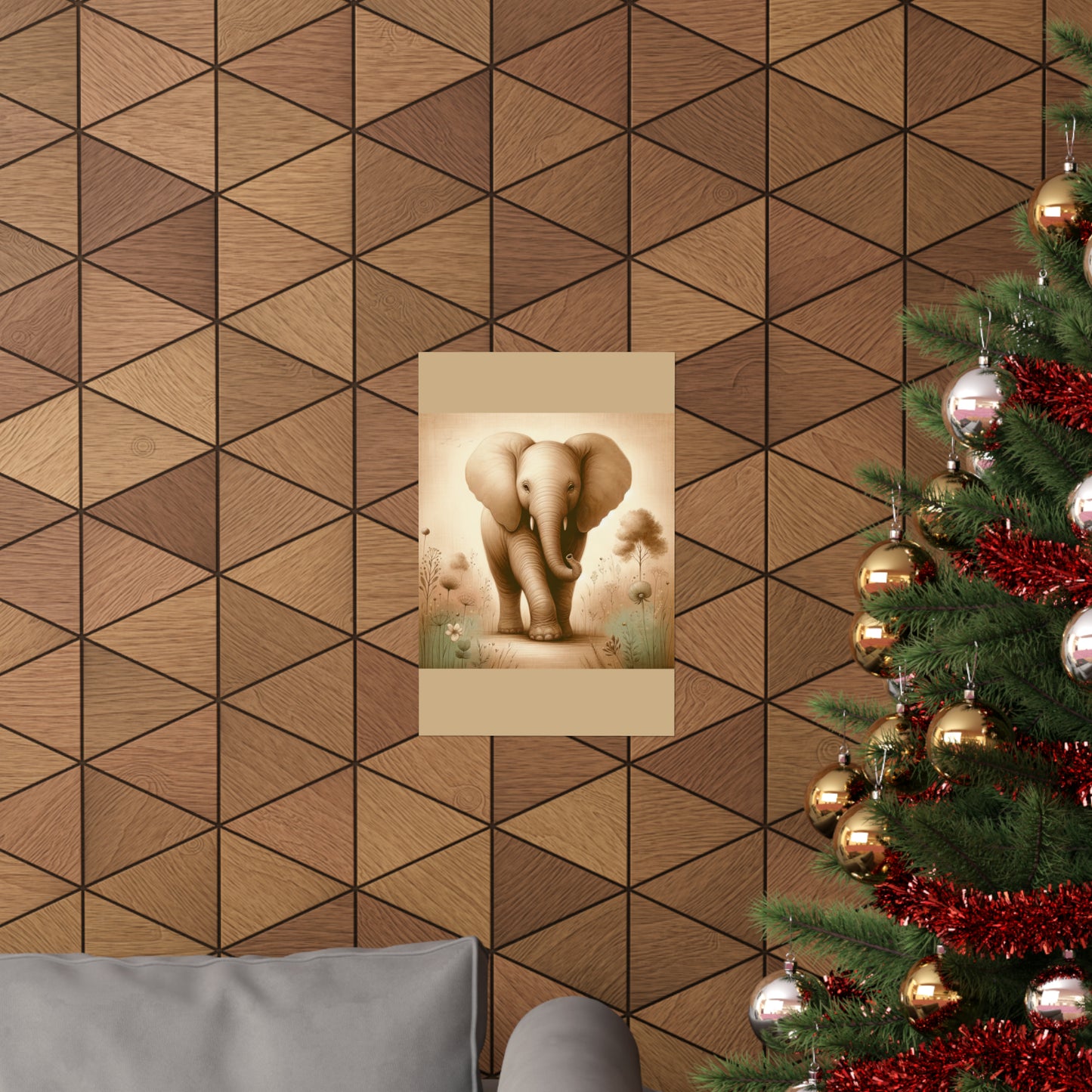 Éléphant majestueux | Affiche verticale mate beige