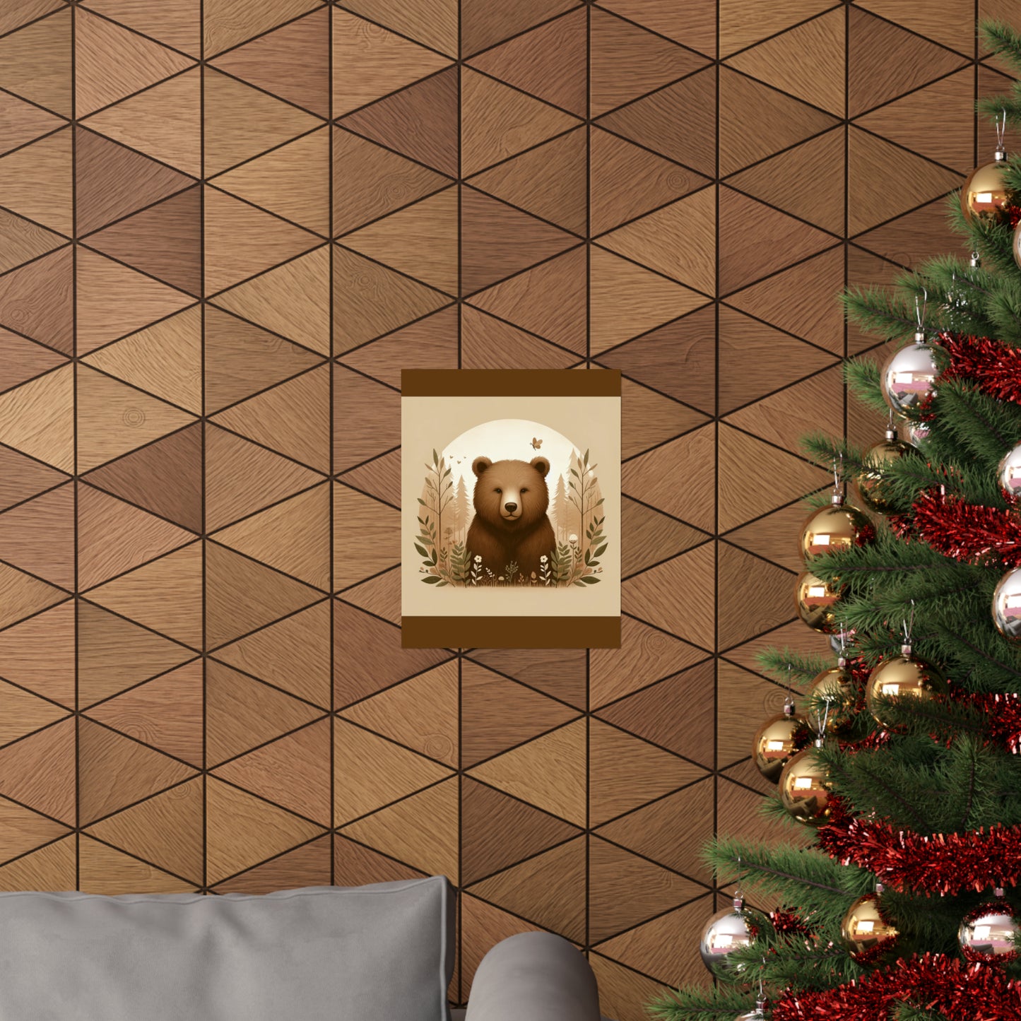 Affiche d'ours brun, idée cadeau pour chambre d'enfant | Affiche mate marron