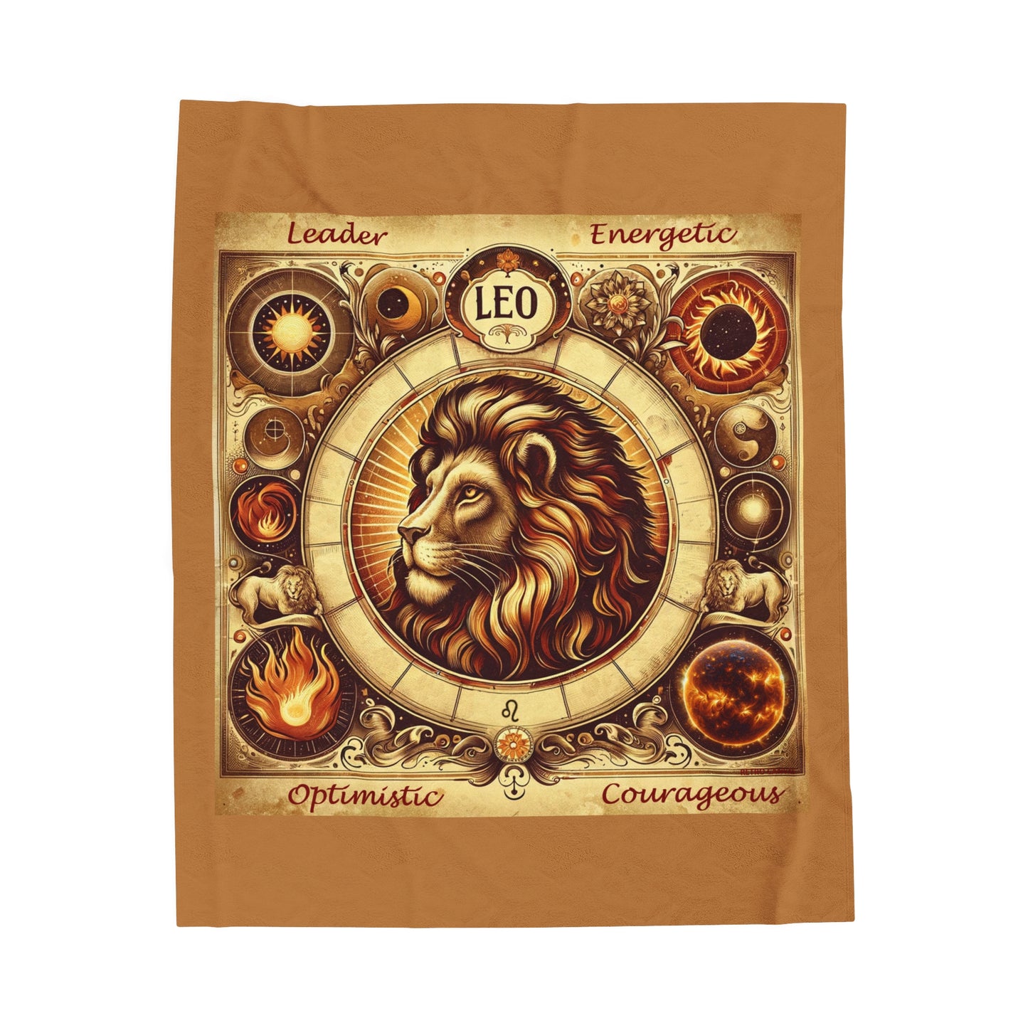 Couverture en peluche en velours marron clair Vintage Leo