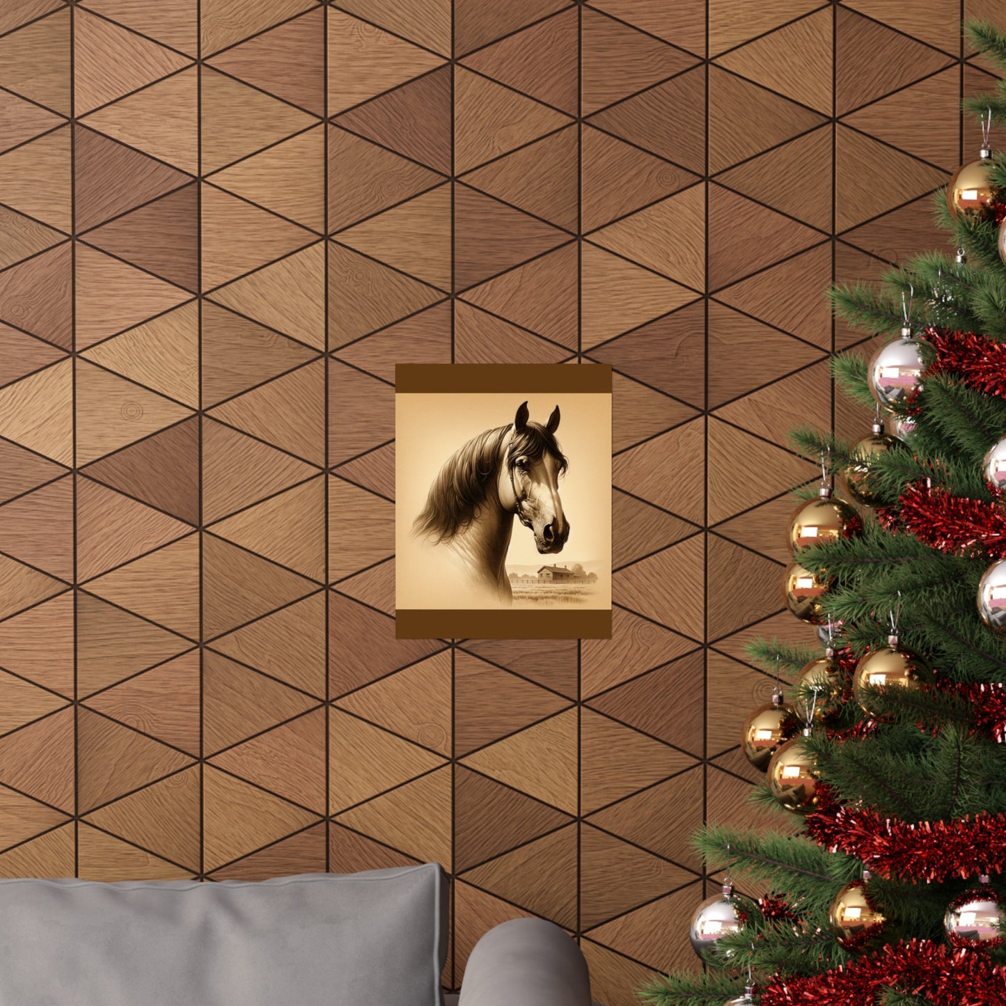 Affiche murale avec motif cheval - Marron mat