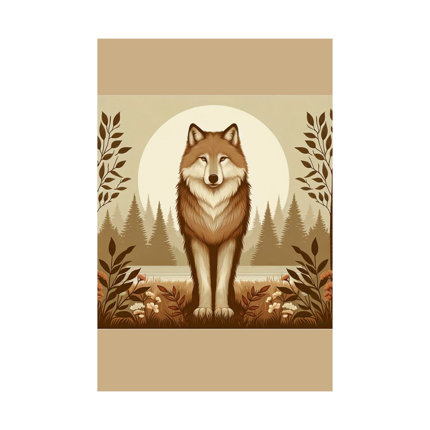Wolf Portrait |Tan Matte Vertical Poster