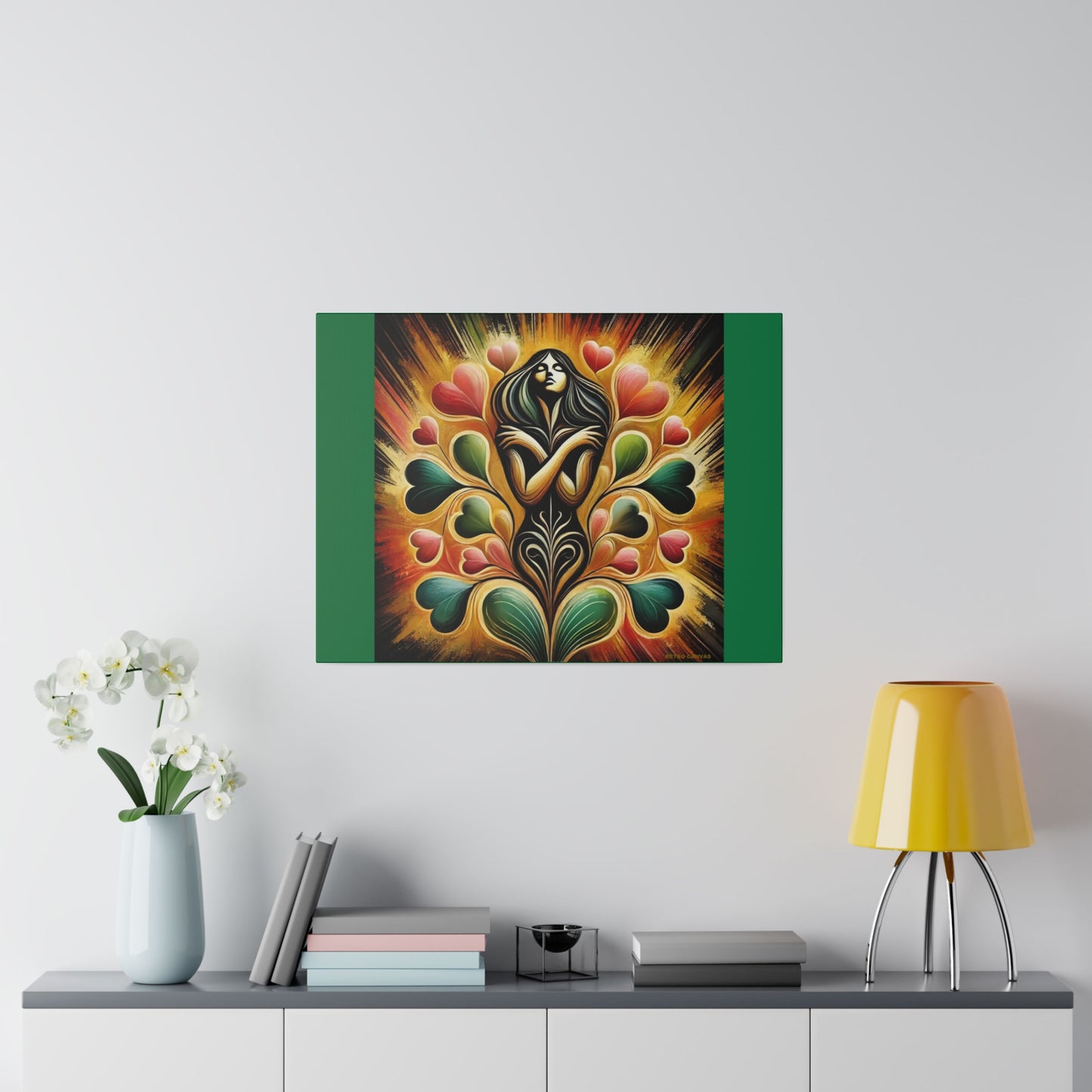 L'amour intérieur - Toile tendue mate vert clair