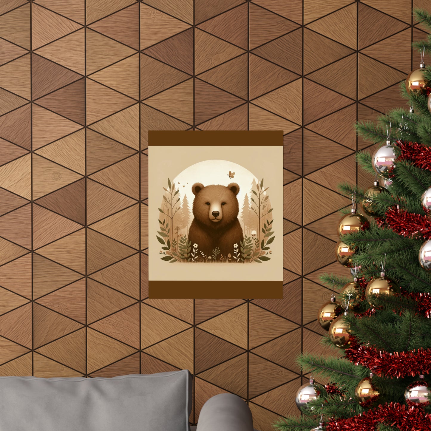 Affiche d'ours brun, idée cadeau pour chambre d'enfant | Affiche mate marron