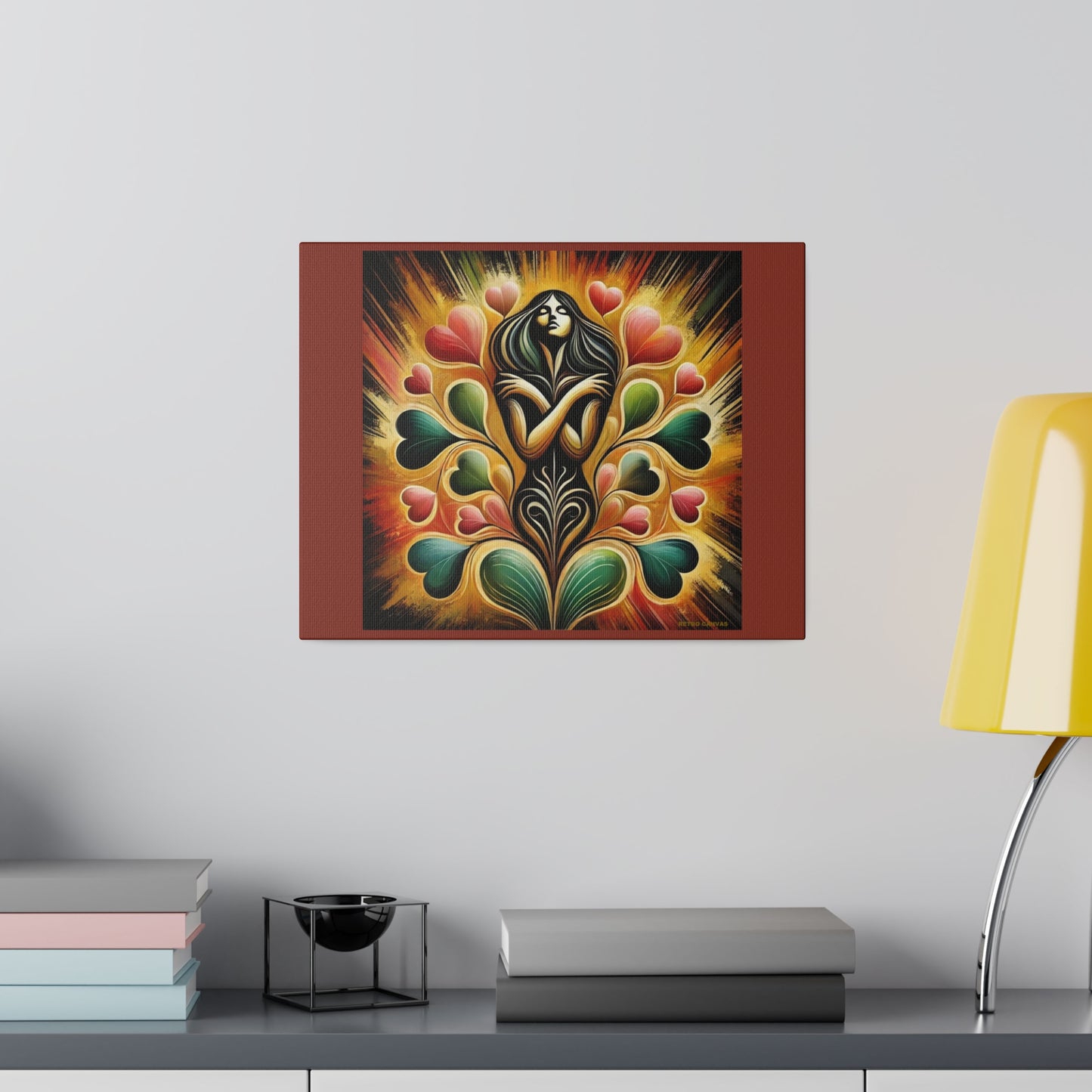 L'amour intérieur - Toile tendue mate couleur terre d'ombre brûlée