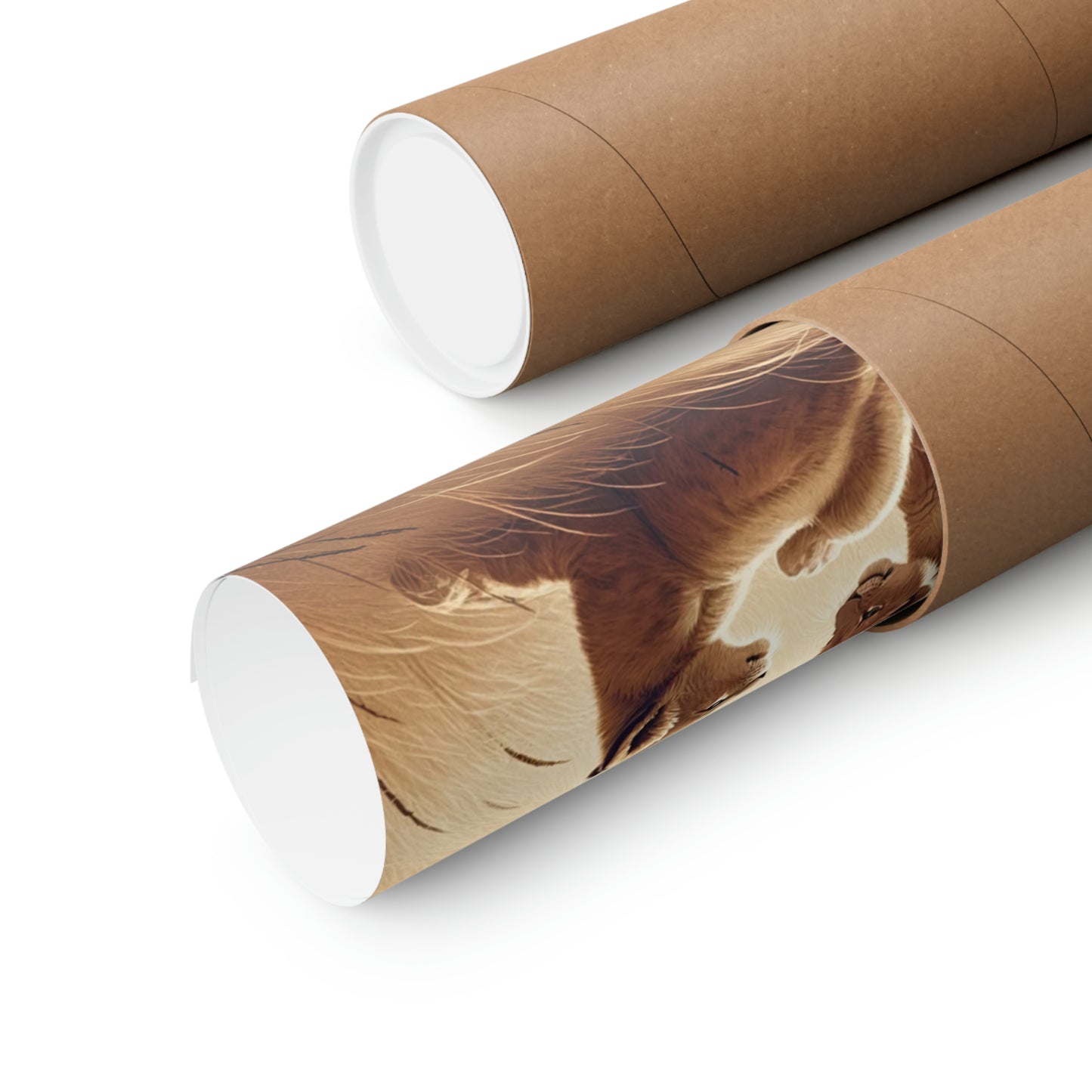 Décoration murale Lionceaux pour chambre d'enfant | Affiche verticale mate marron