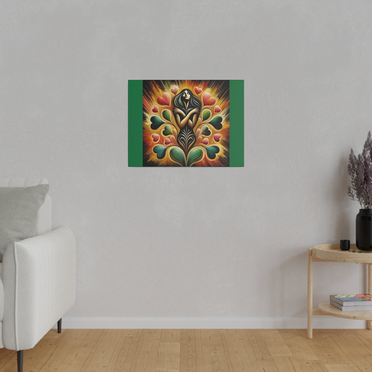 L'amour intérieur - Toile tendue mate vert clair