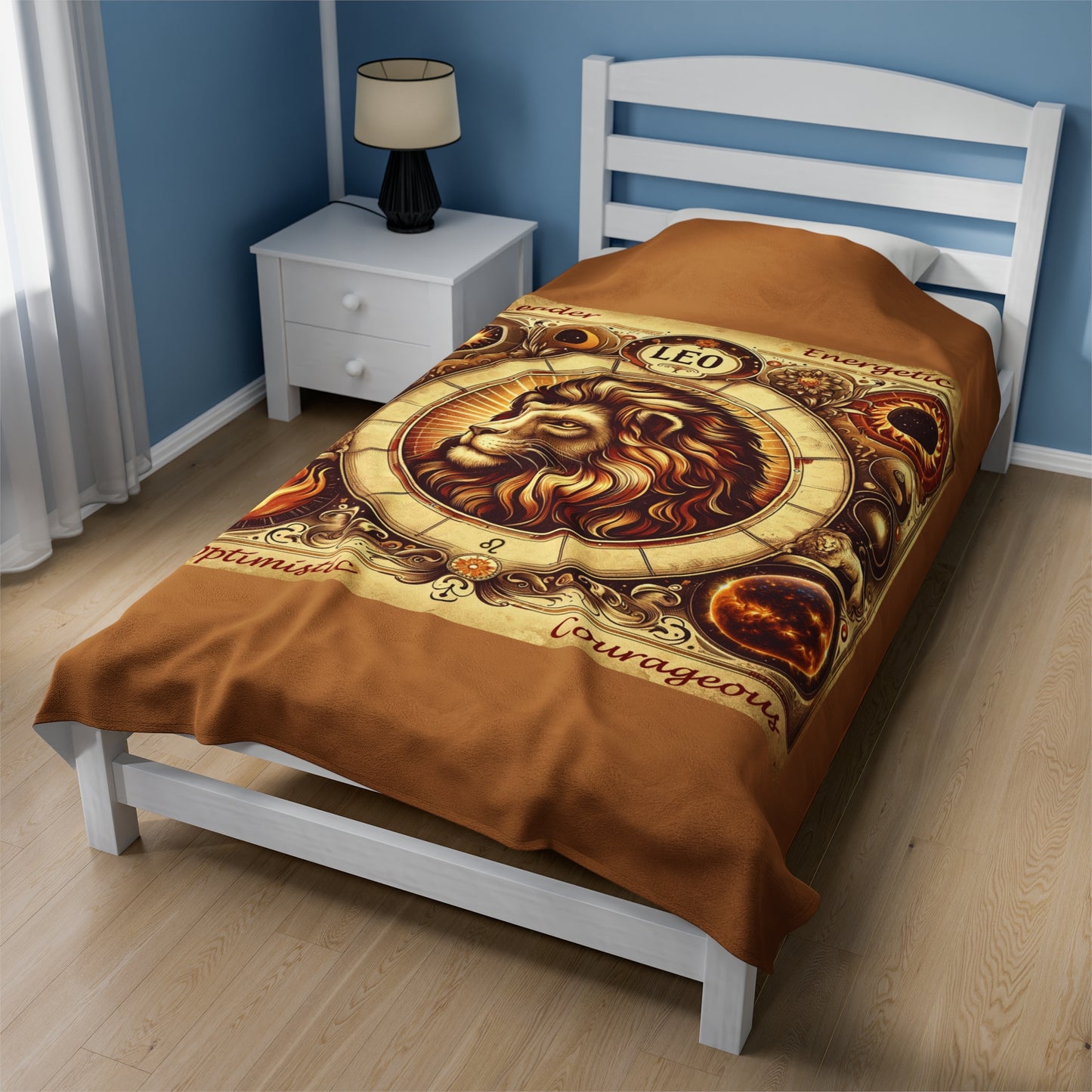 Couverture en peluche en velours marron clair Vintage Leo