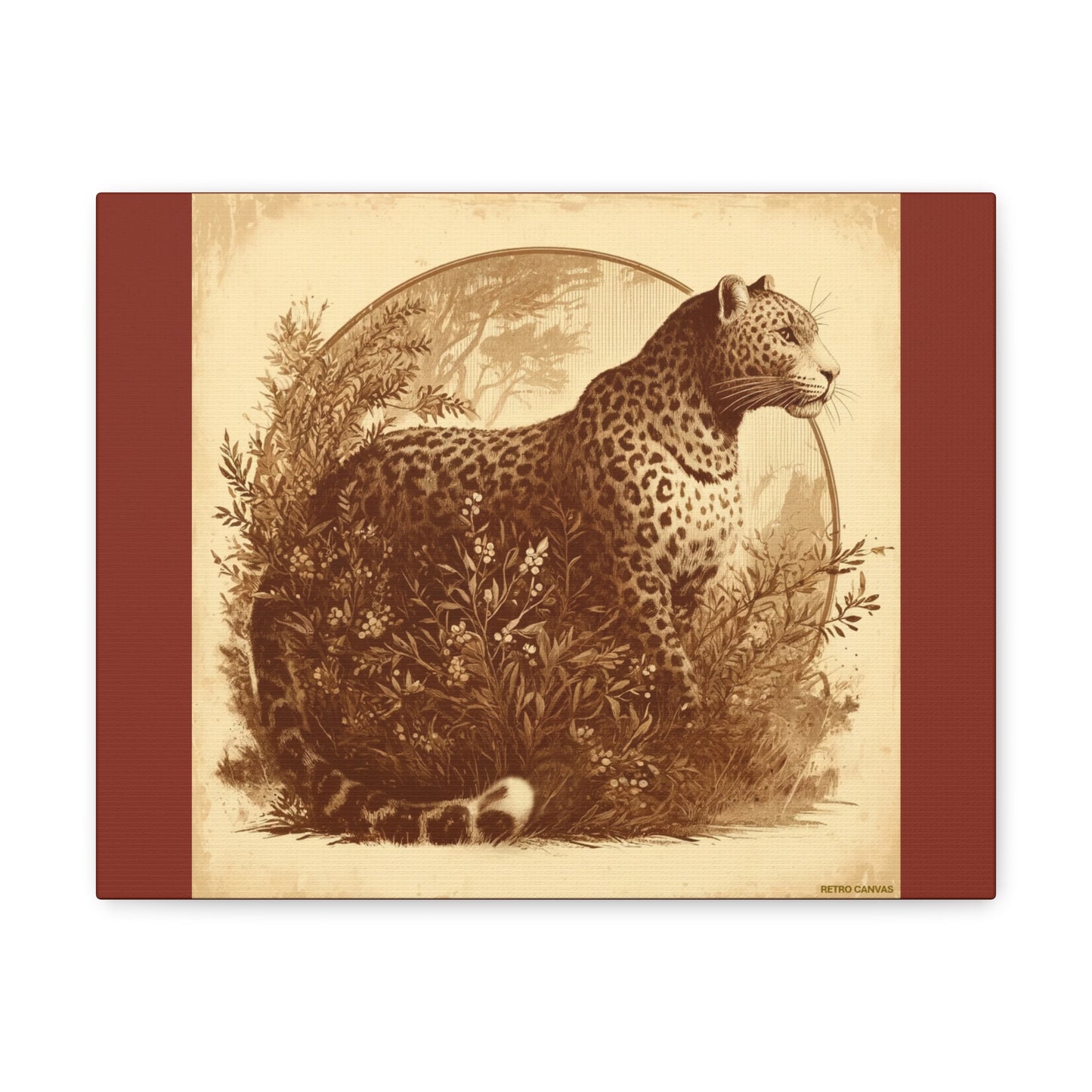 Leopard Animal Wall Art - Burnt Umber Canvas