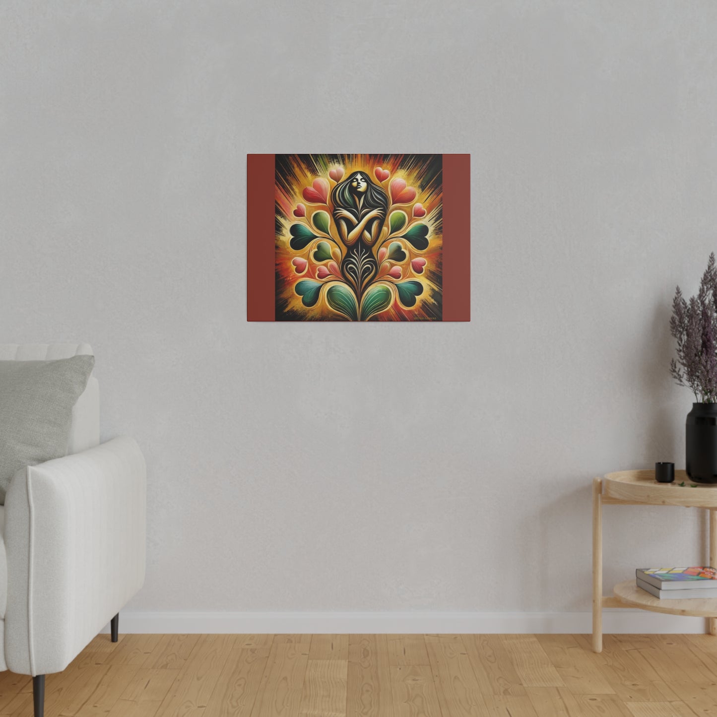 L'amour intérieur - Toile tendue mate couleur terre d'ombre brûlée