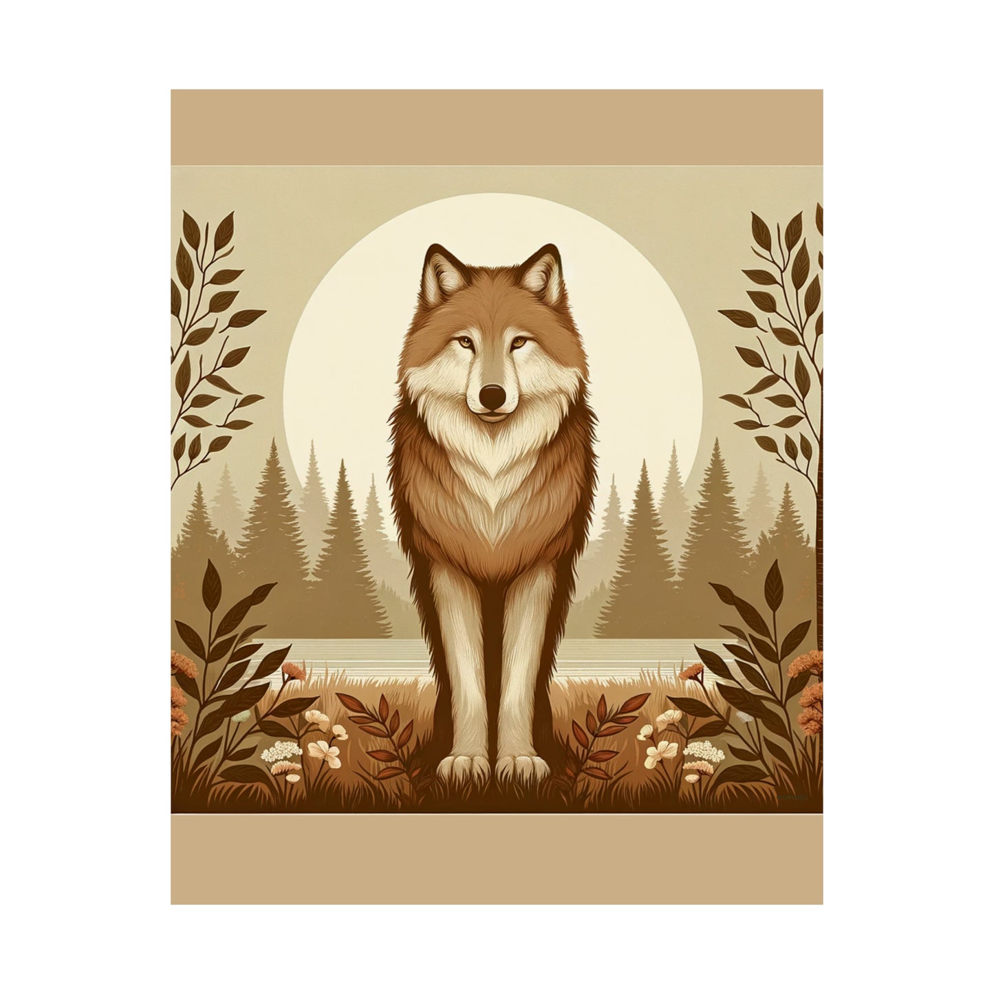 Wolf Portrait |Tan Matte Vertical Poster