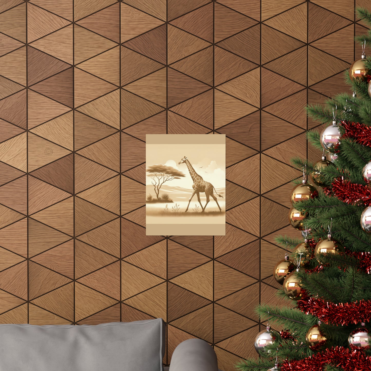 Décoration murale pour chambre d'enfant Girafe | Affiche verticale mate beige