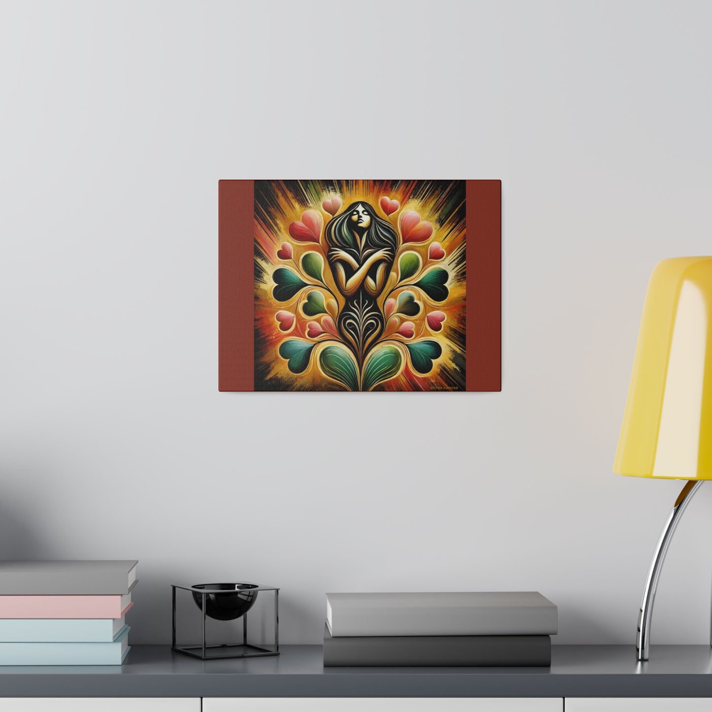 L'amour intérieur - Toile tendue mate couleur terre d'ombre brûlée