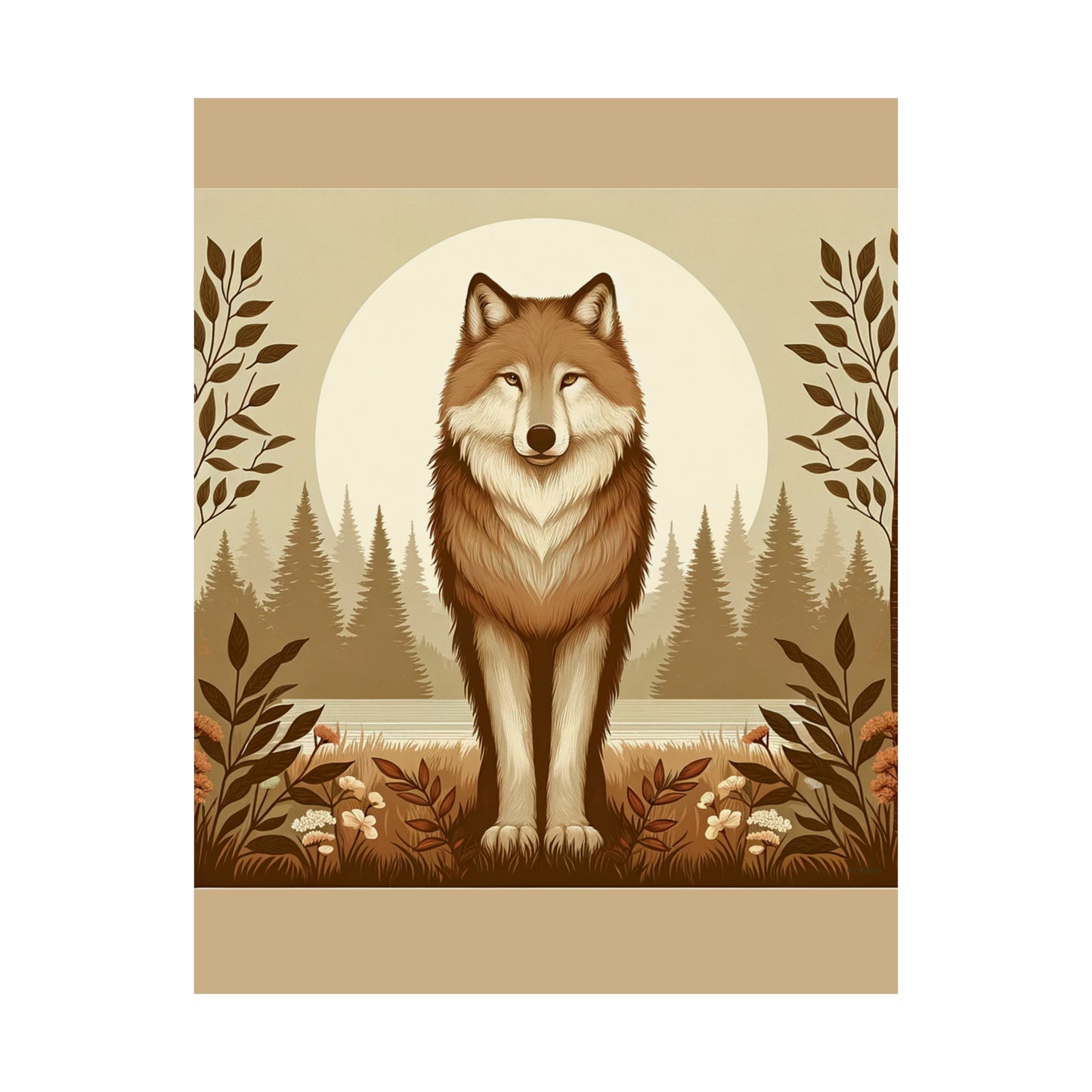 Wolf Portrait |Tan Matte Vertical Poster