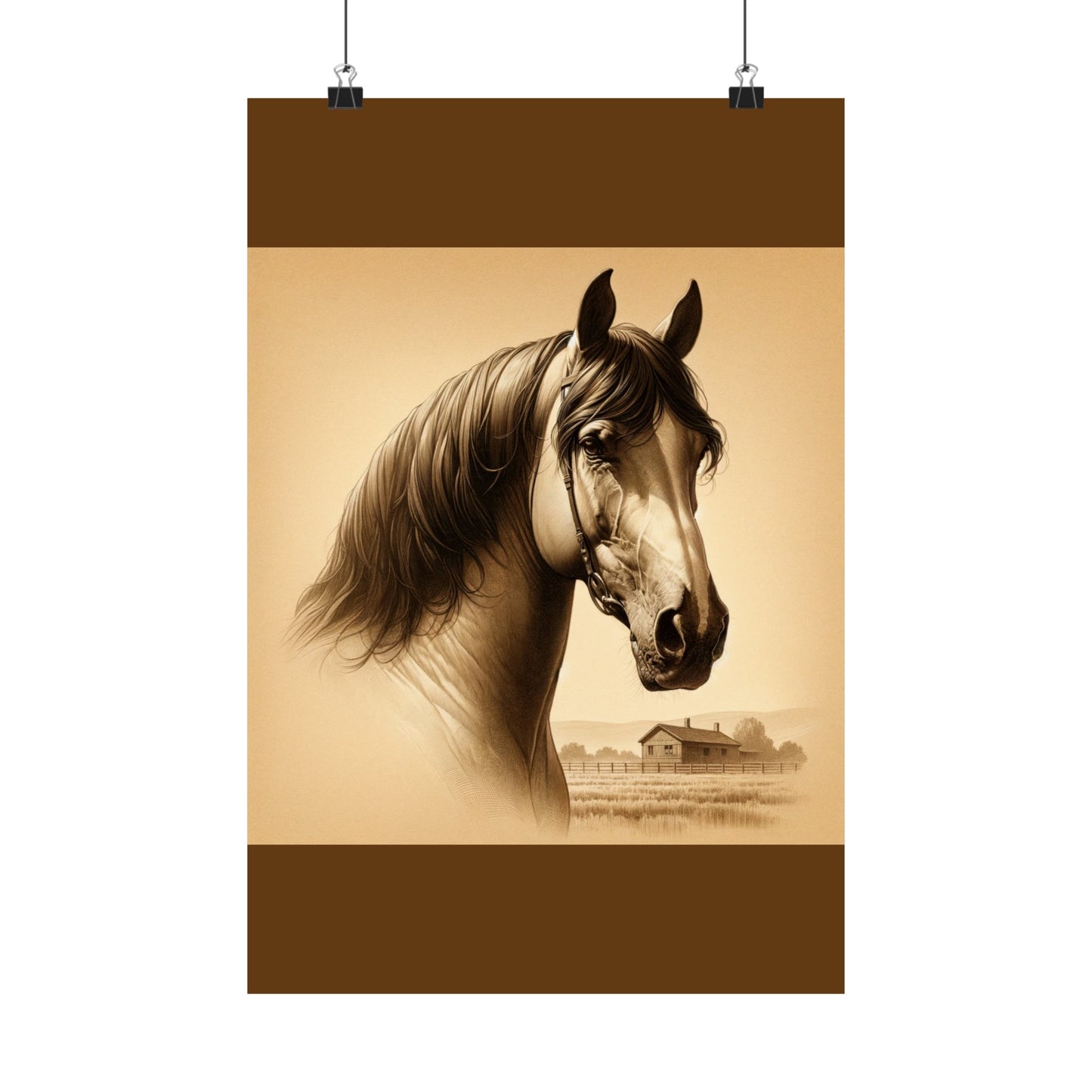 Affiche murale avec motif cheval - Marron mat