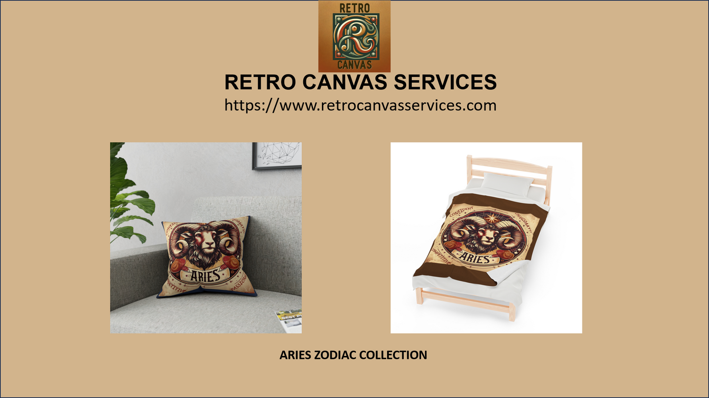 Couverture en peluche en velours marron avec motif du zodiaque Bélier vintage