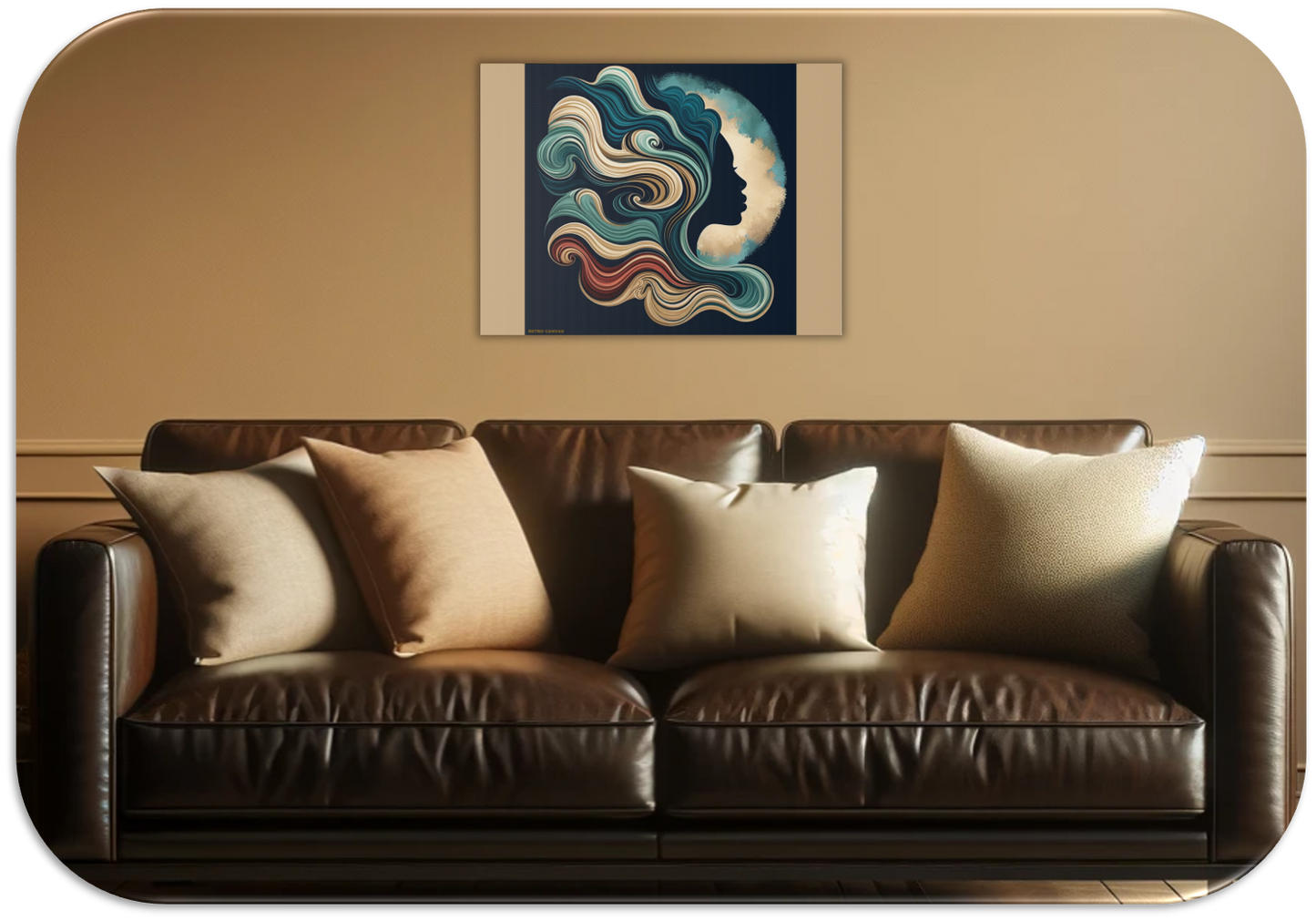 Luna de Noche Art mural sur toile tendue beige