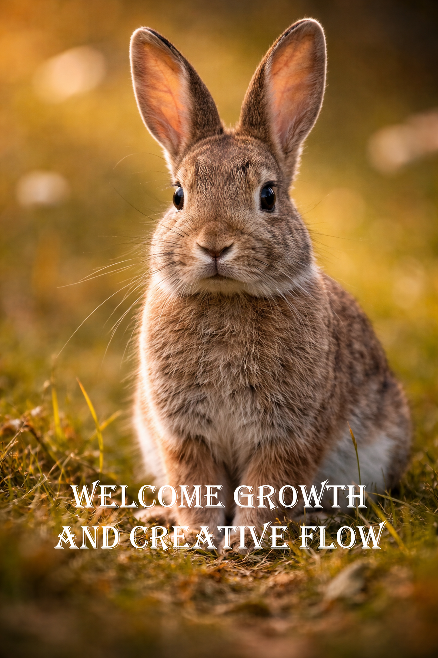 Bunny Poster – "Welcome Growth and Creative Flow" Inspirational Rabbit Wildlife Art Print