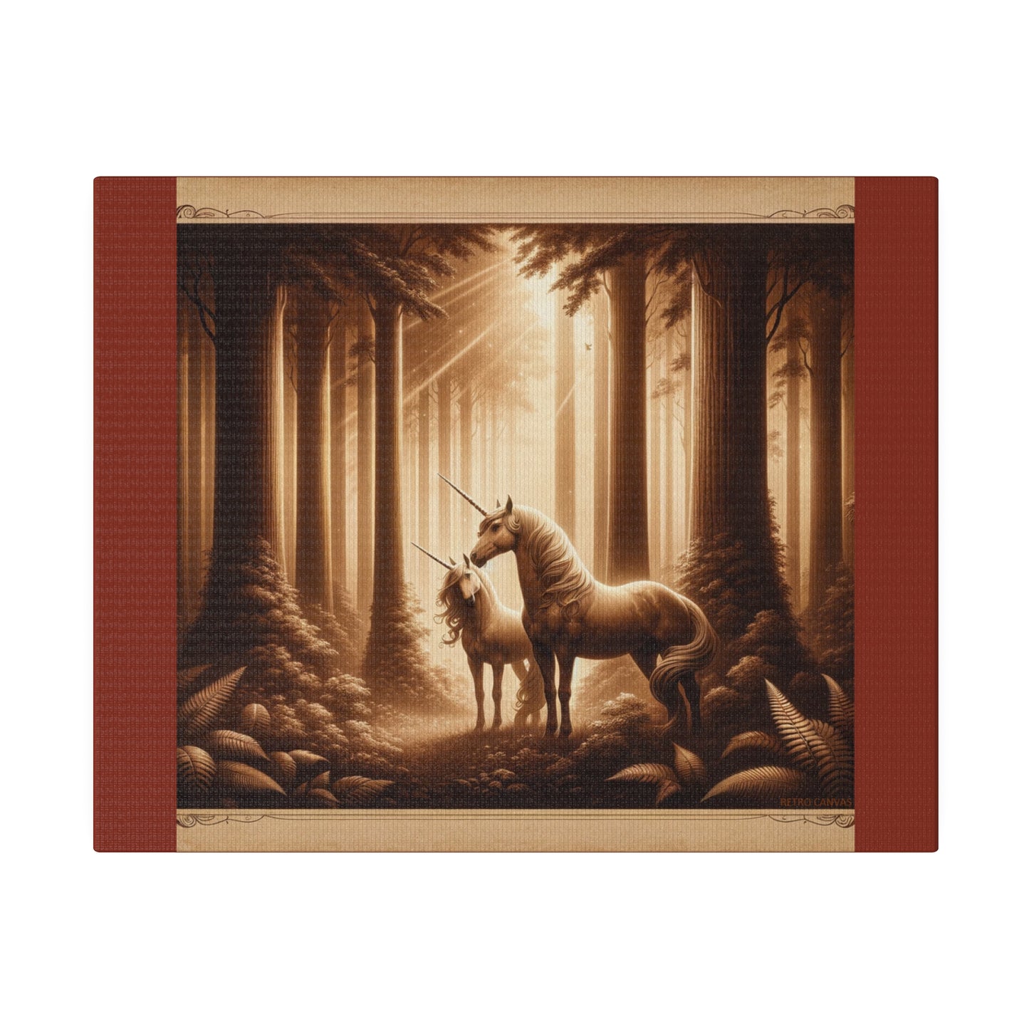 Unicorn Forest - Umber Matte Stretched Canvas