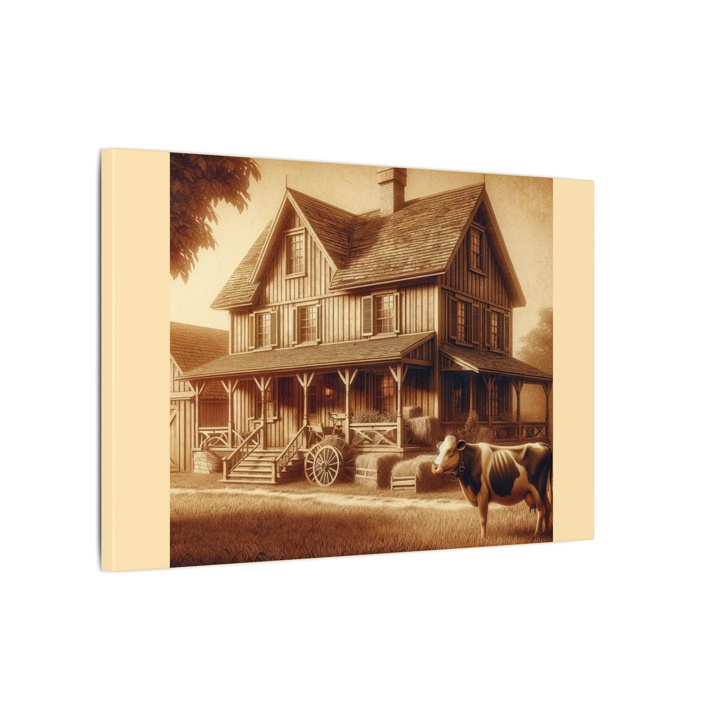 Ferme et vache – Toile tendue