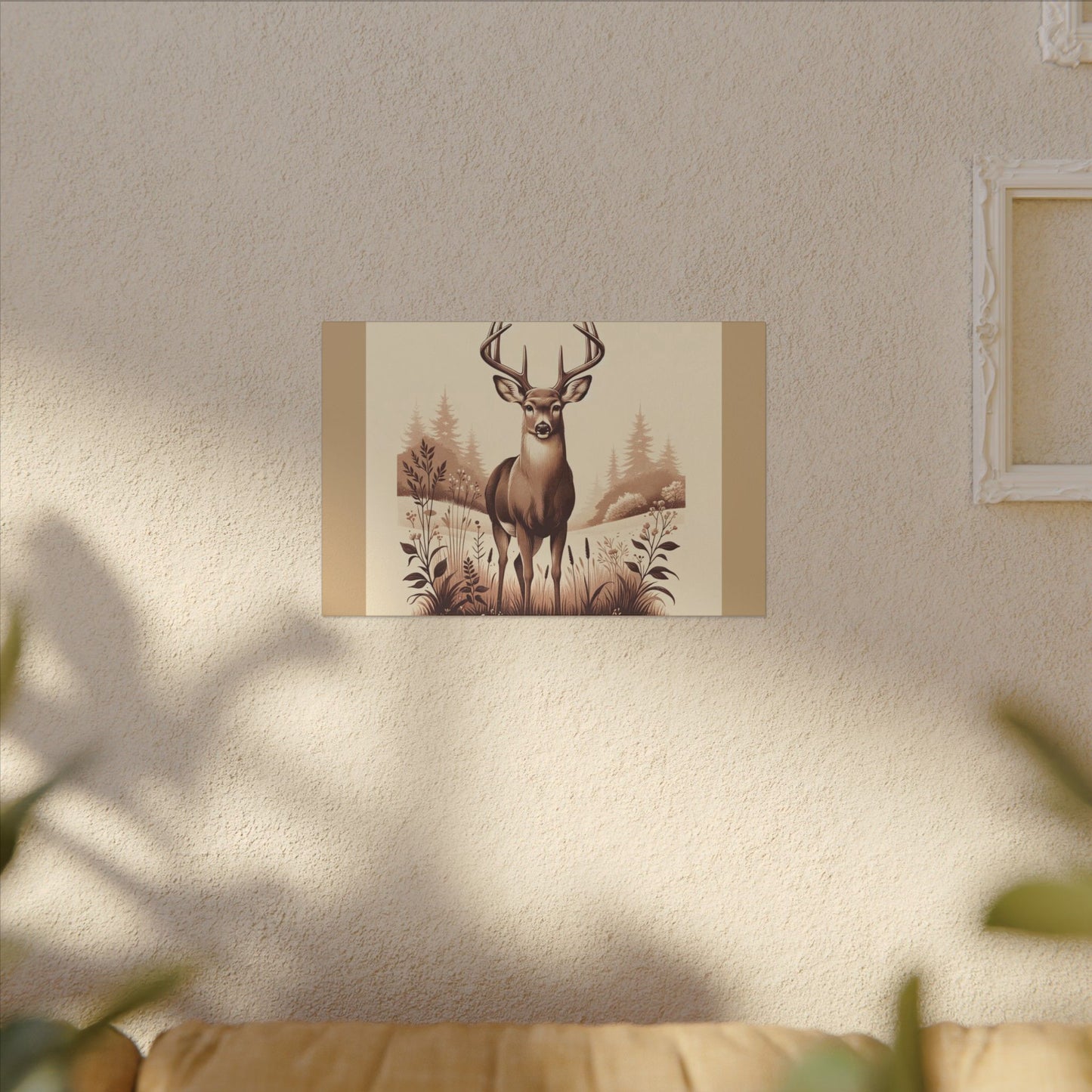 Cerf vintage - Toile enveloppante beige