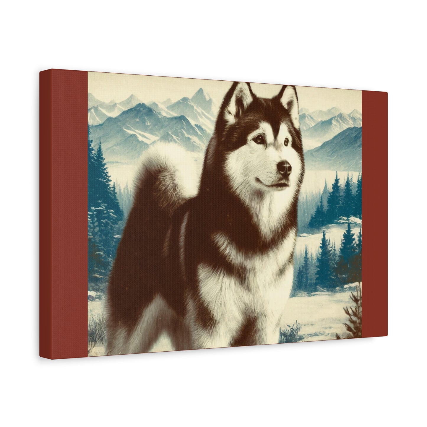 Alaskan Husky Animal Wall Art - Burnt Umber Canvas