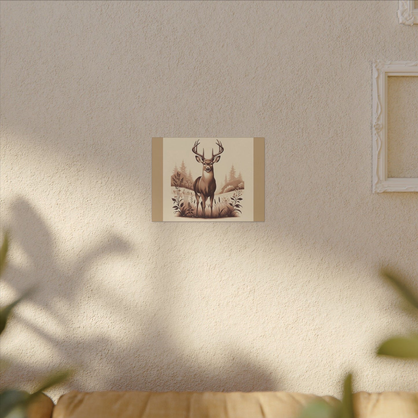 Cerf vintage - Toile enveloppante beige