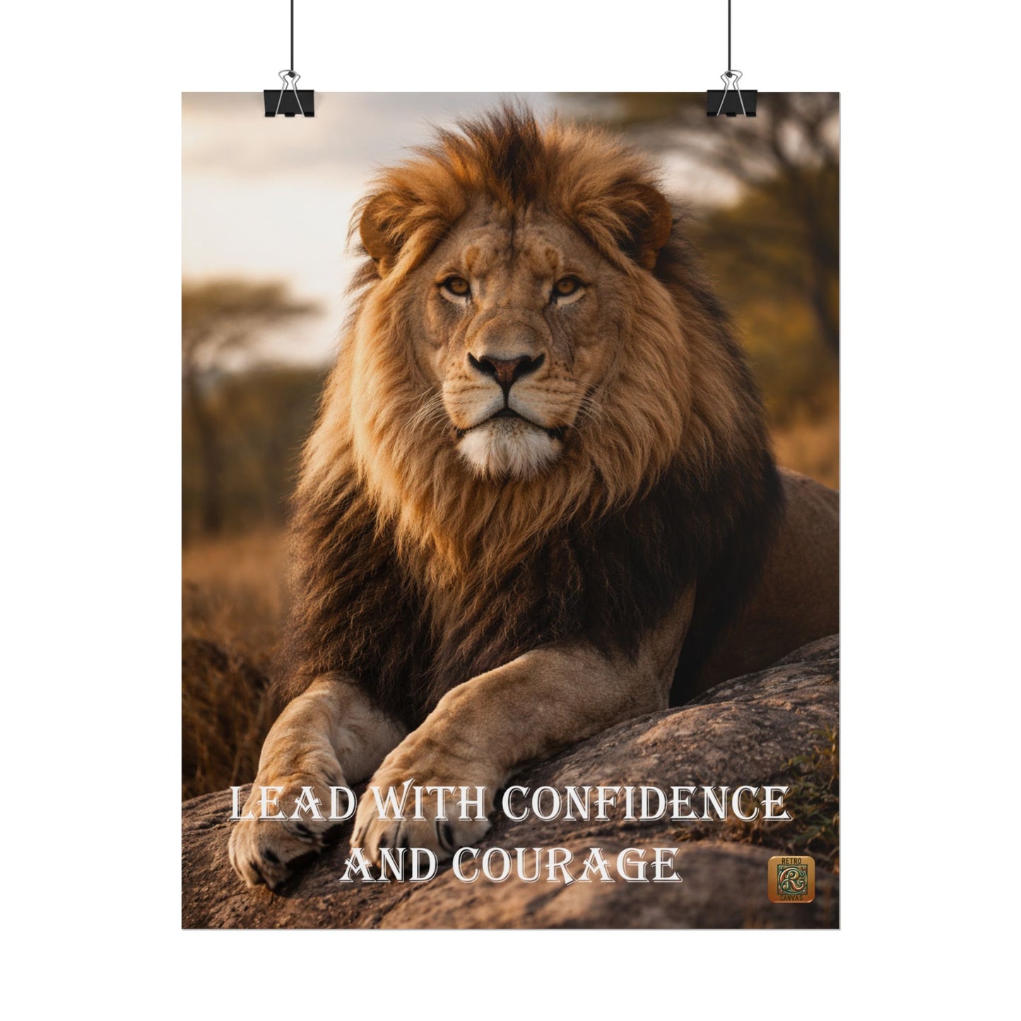 Lion 'Lead With Confidence and Courage' Motivational Poster Wall Art