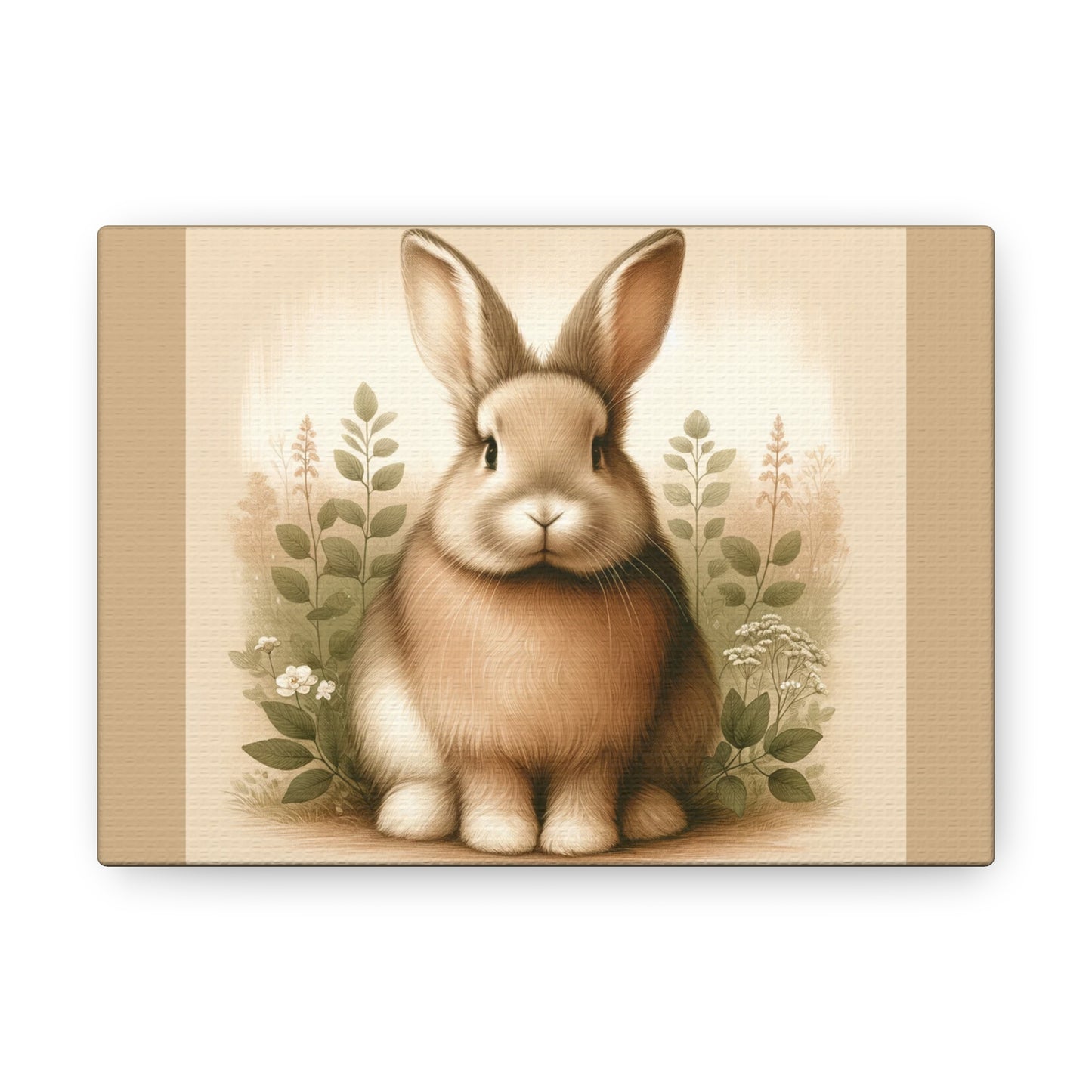 Portrait de lapin vintage - Toile enveloppée beige