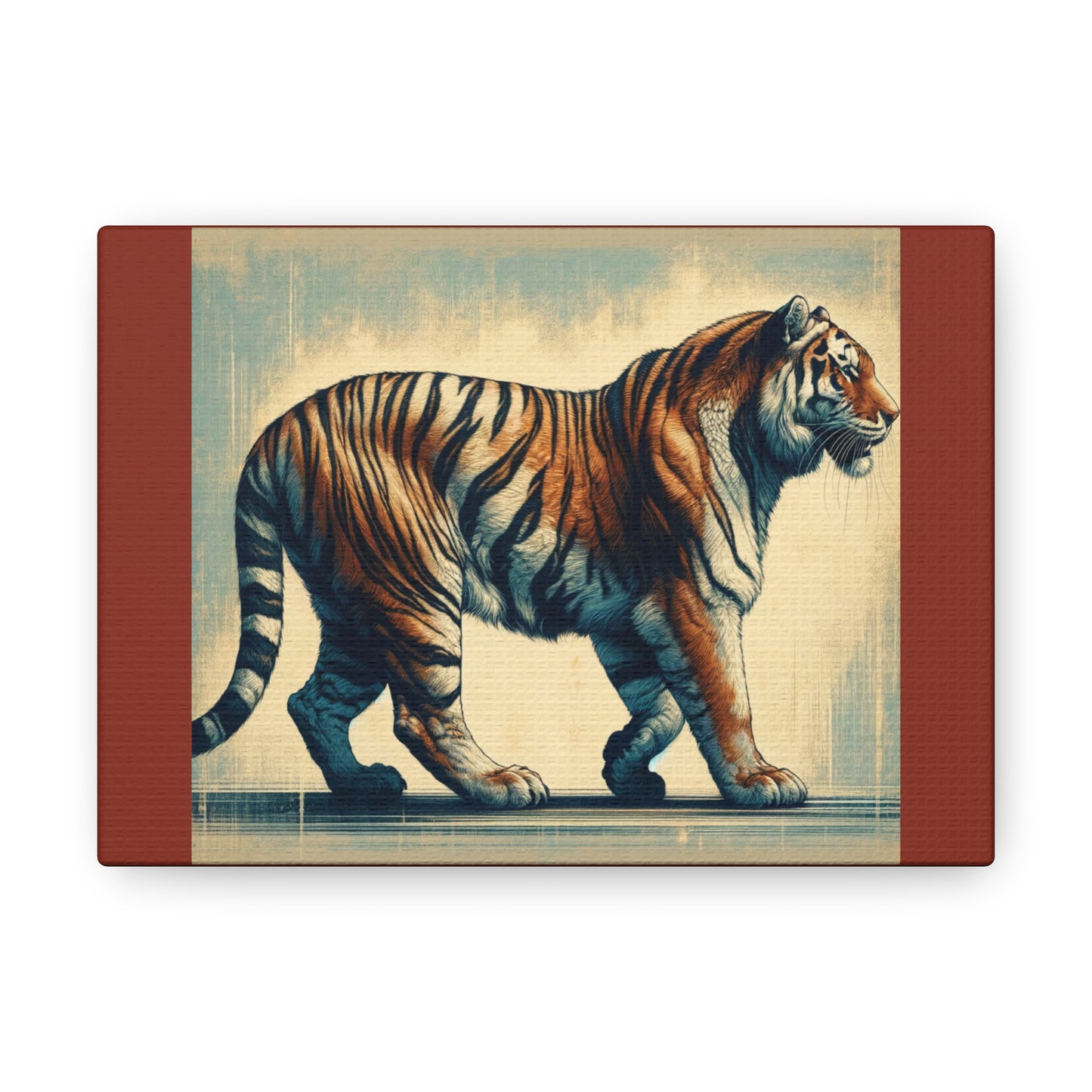 Tiger Safari Animal Wall Art - Burnt Umber Canvas