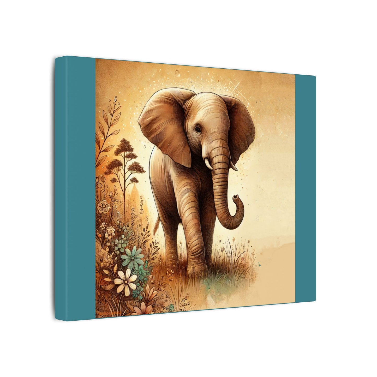 Elephant - Vintage Green Canvas
