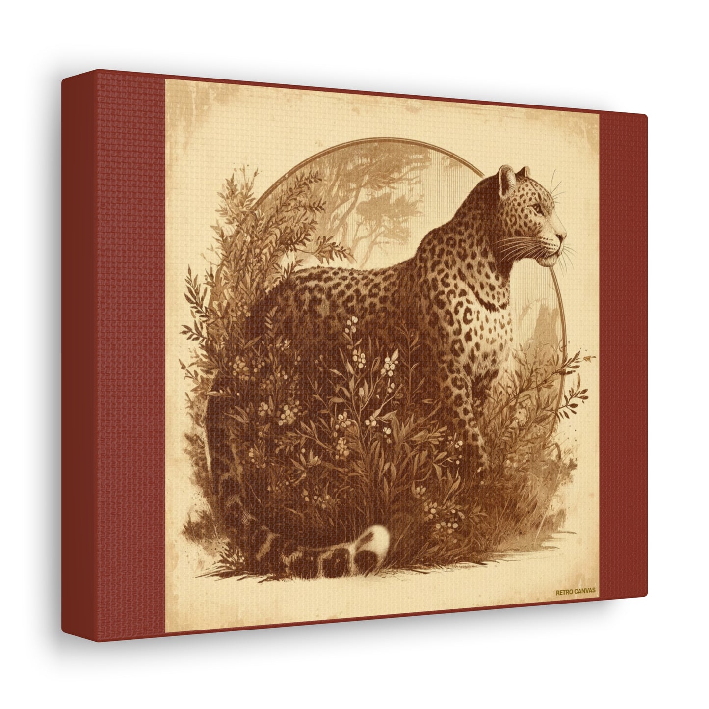 Leopard Animal Wall Art - Burnt Umber Canvas